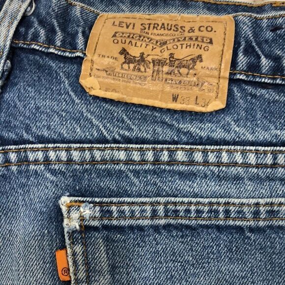 Vintage 1989 Levi’s 509 Orange Tabs 36x32 Regular Fit Straight Leg Made in USA - Picture 4 of 9